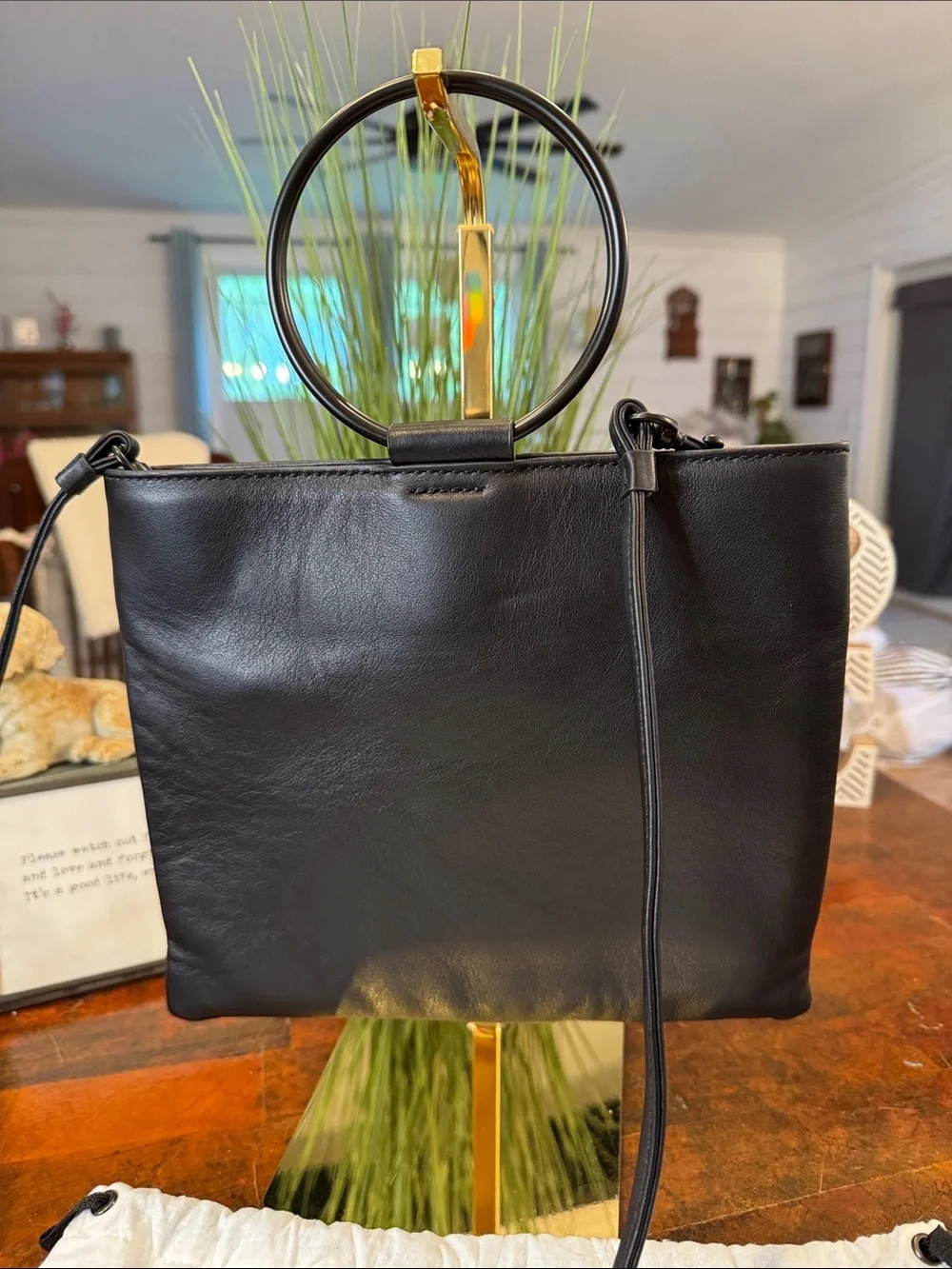 Thacker New York Tan and Black Stripe Crossbody Bag Clutch